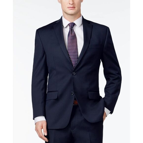 New! MICHAEL KORS Men's Classic Fit Navy Solid Suit Jacket & Pants 40LONG/33W - Picture 3 of 6